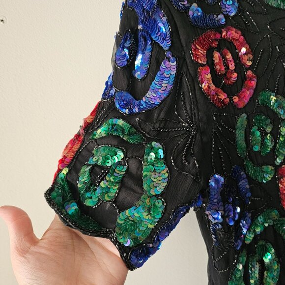 Vintage Women's Large Stenay Silk Beaded Top - Picture 5 of 7